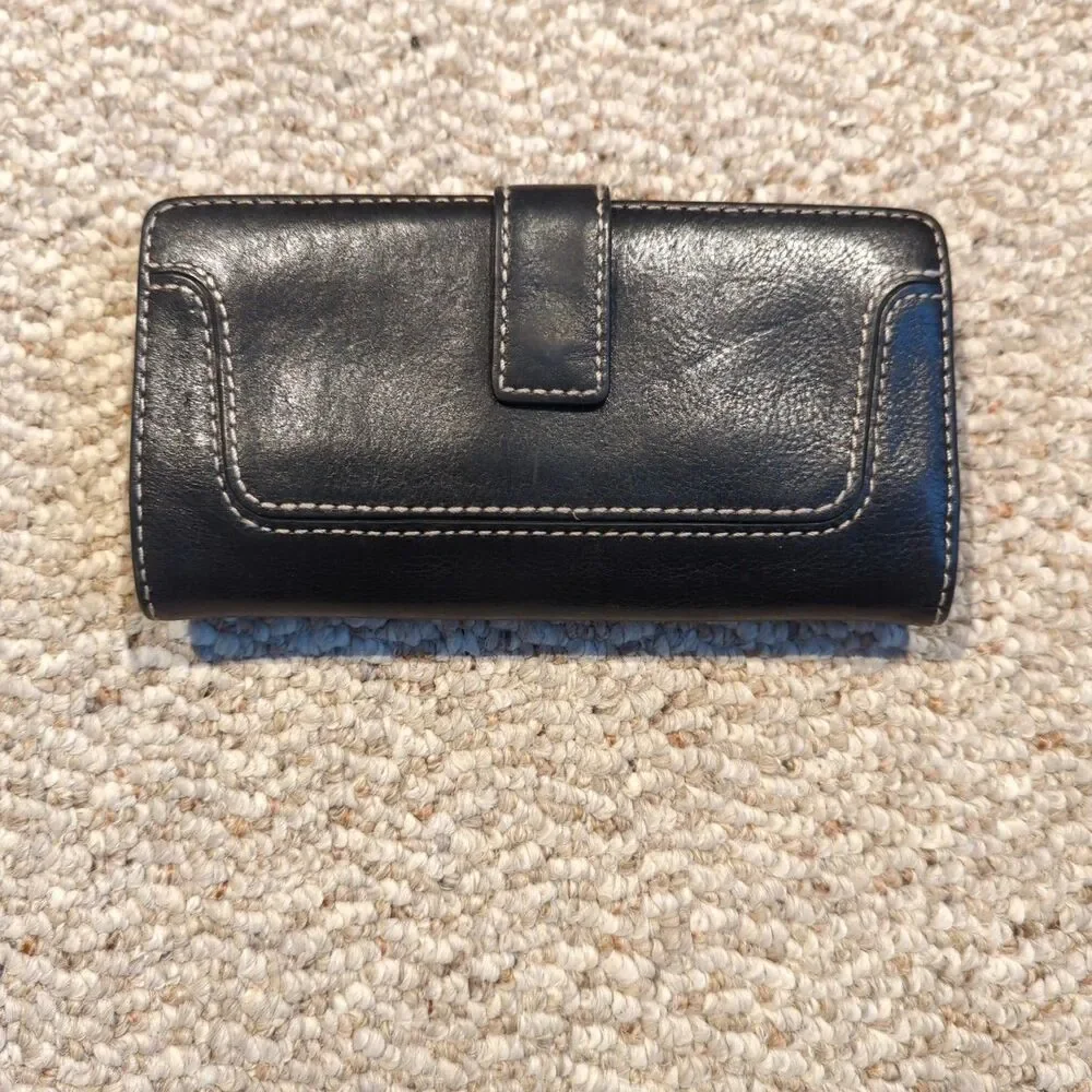 Michael Kors Brookville Carryall Leather Wallet Black Snap Change Pouch